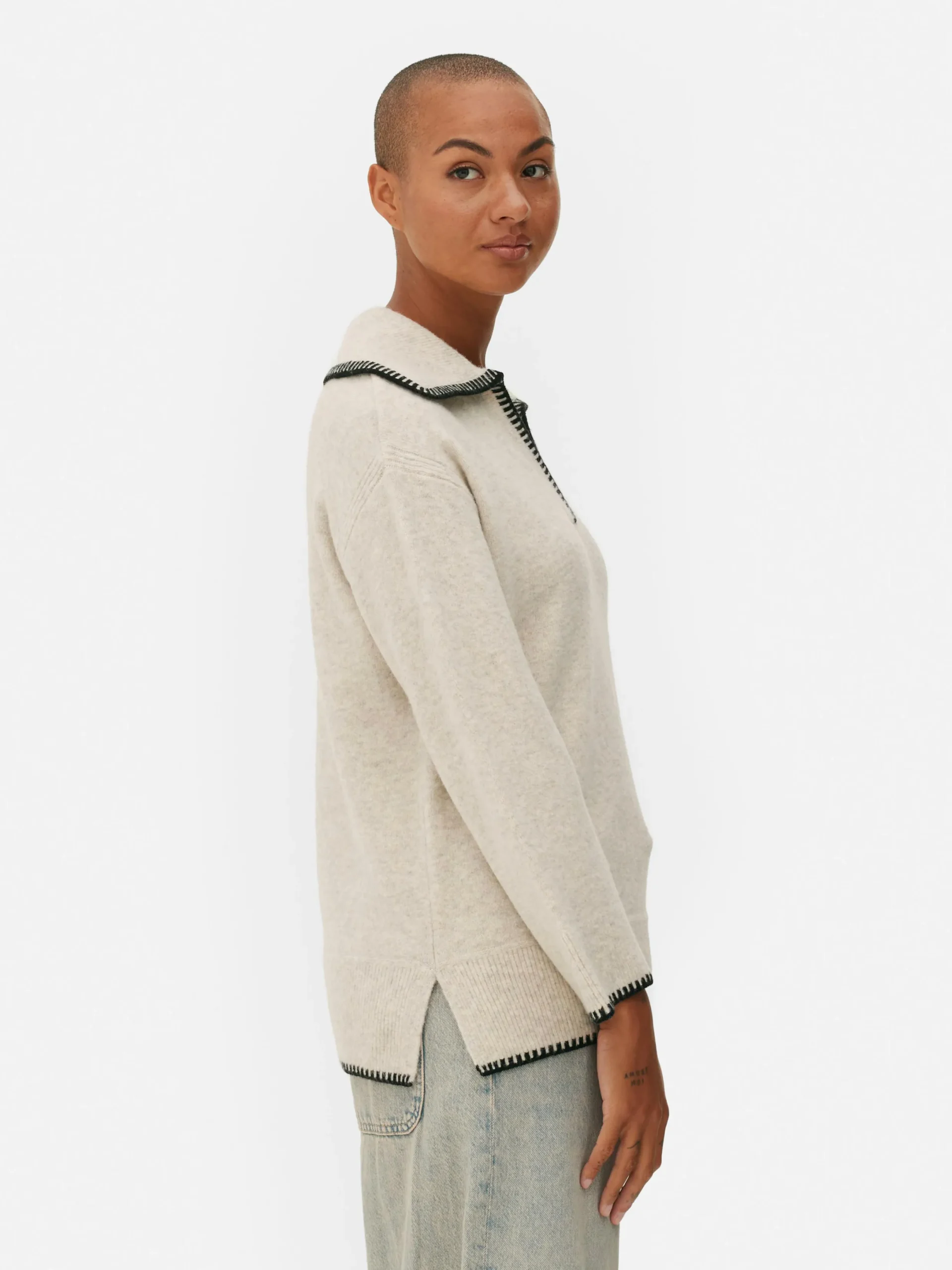 Mujer Primark Jerseys Y Cárdigans|Jersey Con Cuello Pespunteado