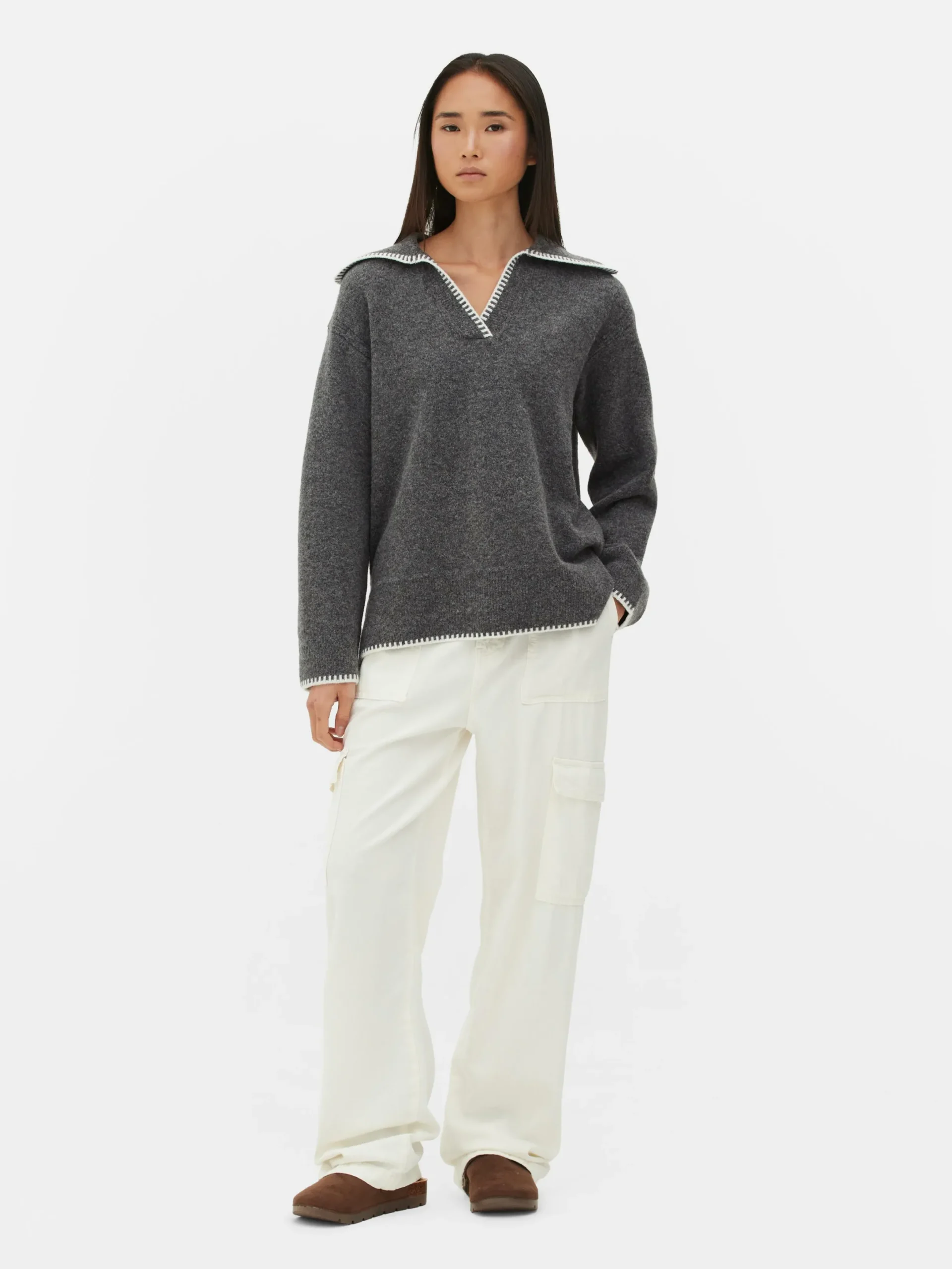 Mujer Primark Jerseys Y Cárdigans|Jersey Con Cuello Pespunteado