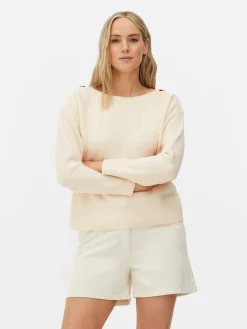 Mujer Primark Jerseys Y Cárdigans|Jersey De Cuello Barco Con Botones En Los Hombros