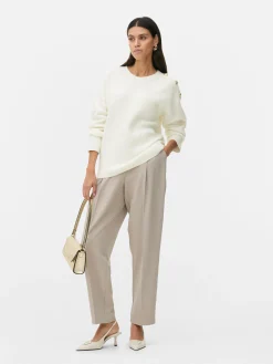 Mujer Primark Jerseys Y Cárdigans|Jersey De Cuello Redondo Con Botones Decorativos