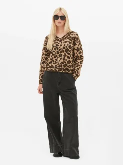Mujer Primark Jerseys Y Cárdigans|Jersey De Leopardo Con Cuello De Pico