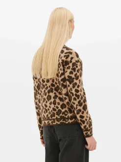 Mujer Primark Jerseys Y Cárdigans|Jersey De Leopardo Con Cuello De Pico