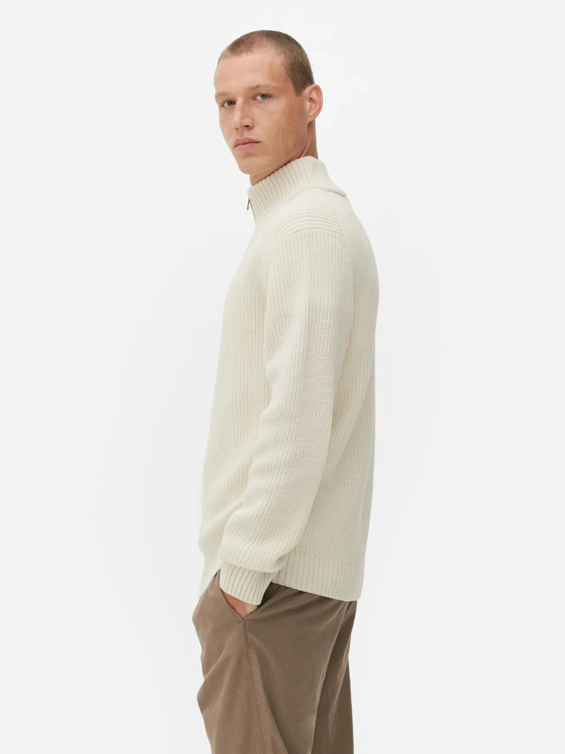 Hombre Primark Jerseys Y Cárdigans|Jersey De Punto Acanalado Con Media Cremallera