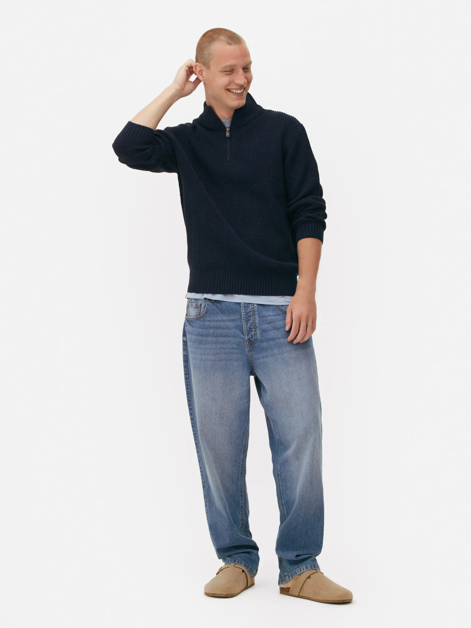 Hombre Primark Jerseys Y Cárdigans|Jersey De Punto Acanalado Con Media Cremallera