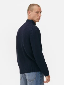 Hombre Primark Jerseys Y Cárdigans|Jersey De Punto Acanalado Con Media Cremallera