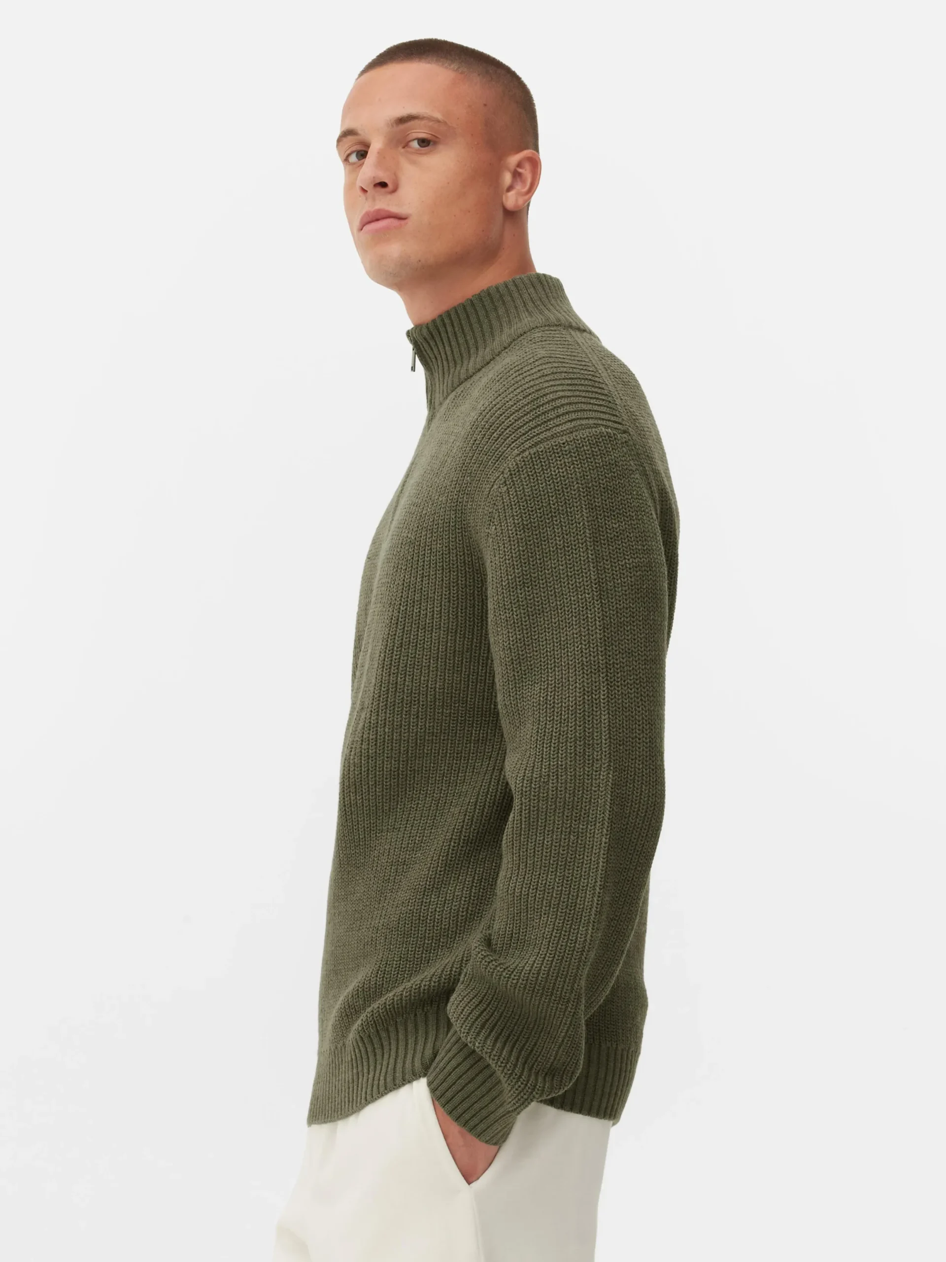 Hombre Primark Jerseys Y Cárdigans|Jersey De Punto Acanalado Con Media Cremallera