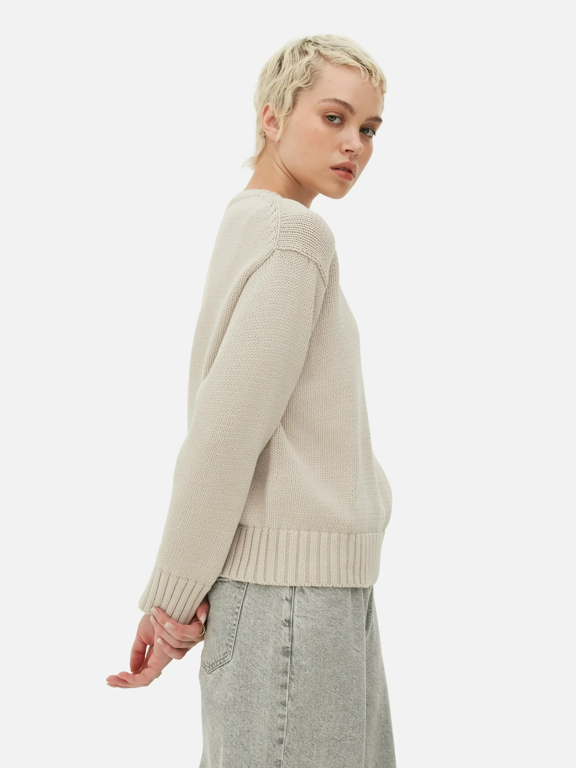 Mujer Primark Jerseys Y Cárdigans|Jersey De Punto Con Cuello Redondo