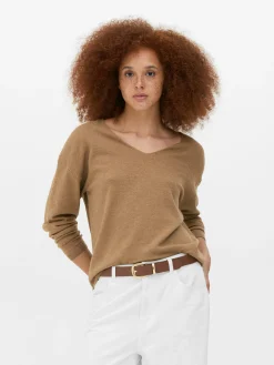 Mujer Primark Jerseys Y Cárdigans|Jersey De Punto Fino Con Cuello De Pico