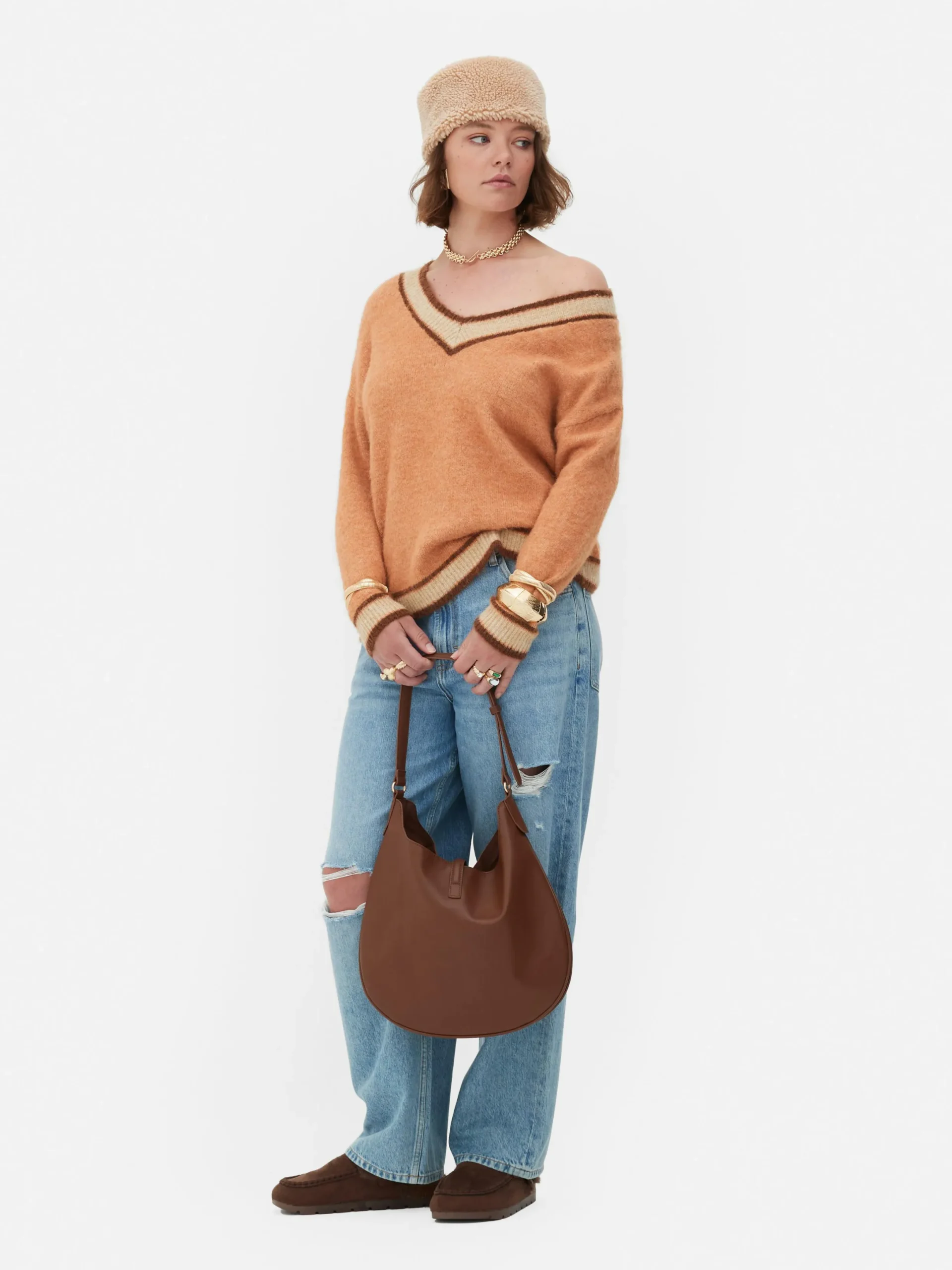 Mujer Primark Jerseys Y Cárdigans|Jersey Vintage Con Cuello De Pico De Rita Ora