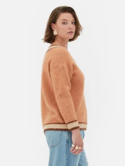 Mujer Primark Jerseys Y Cárdigans|Jersey Vintage Con Cuello De Pico De Rita Ora