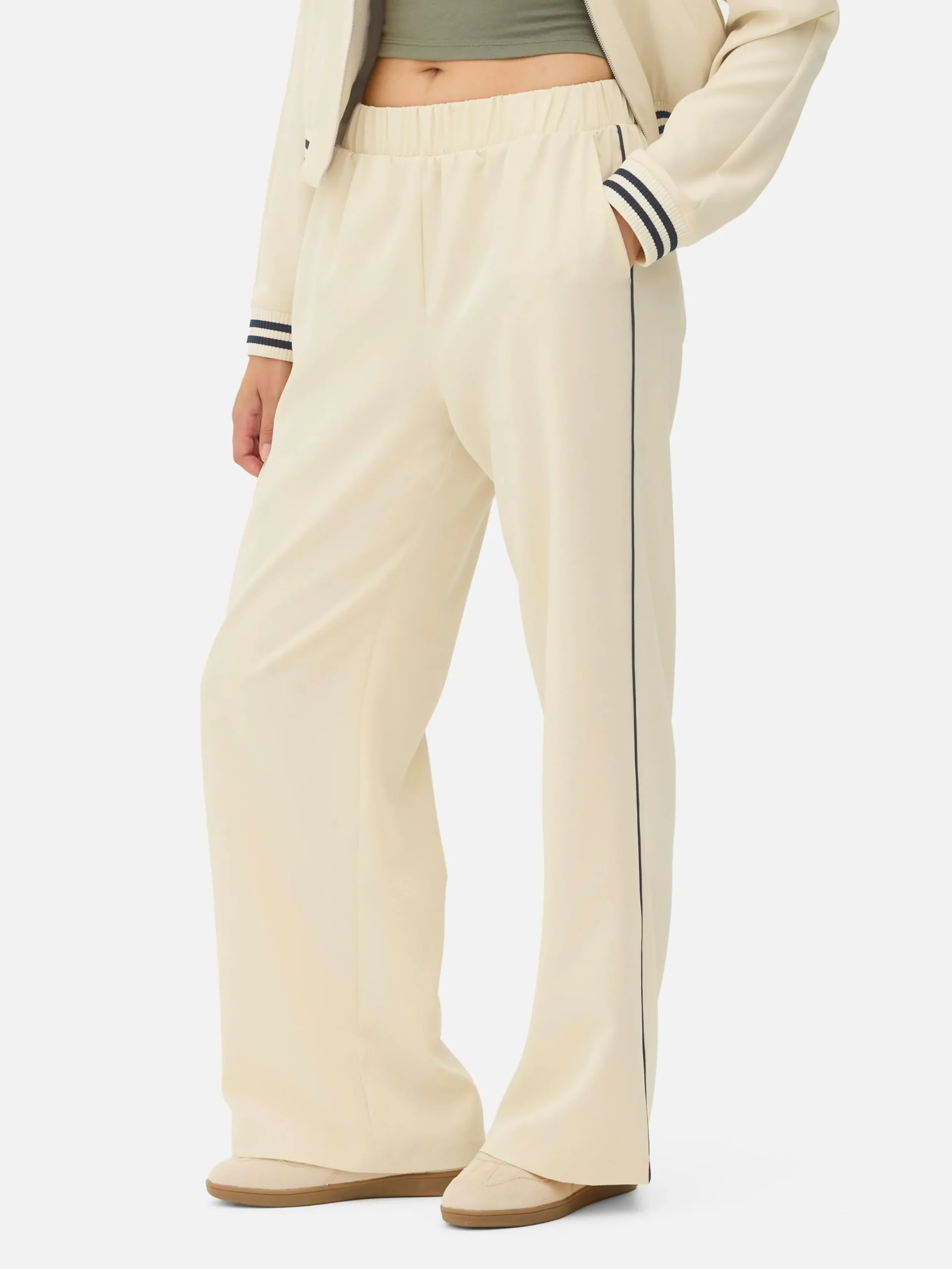 Mujer Primark Pantalones De Chándal|Joggers Anchos Con Detalle De Rayas