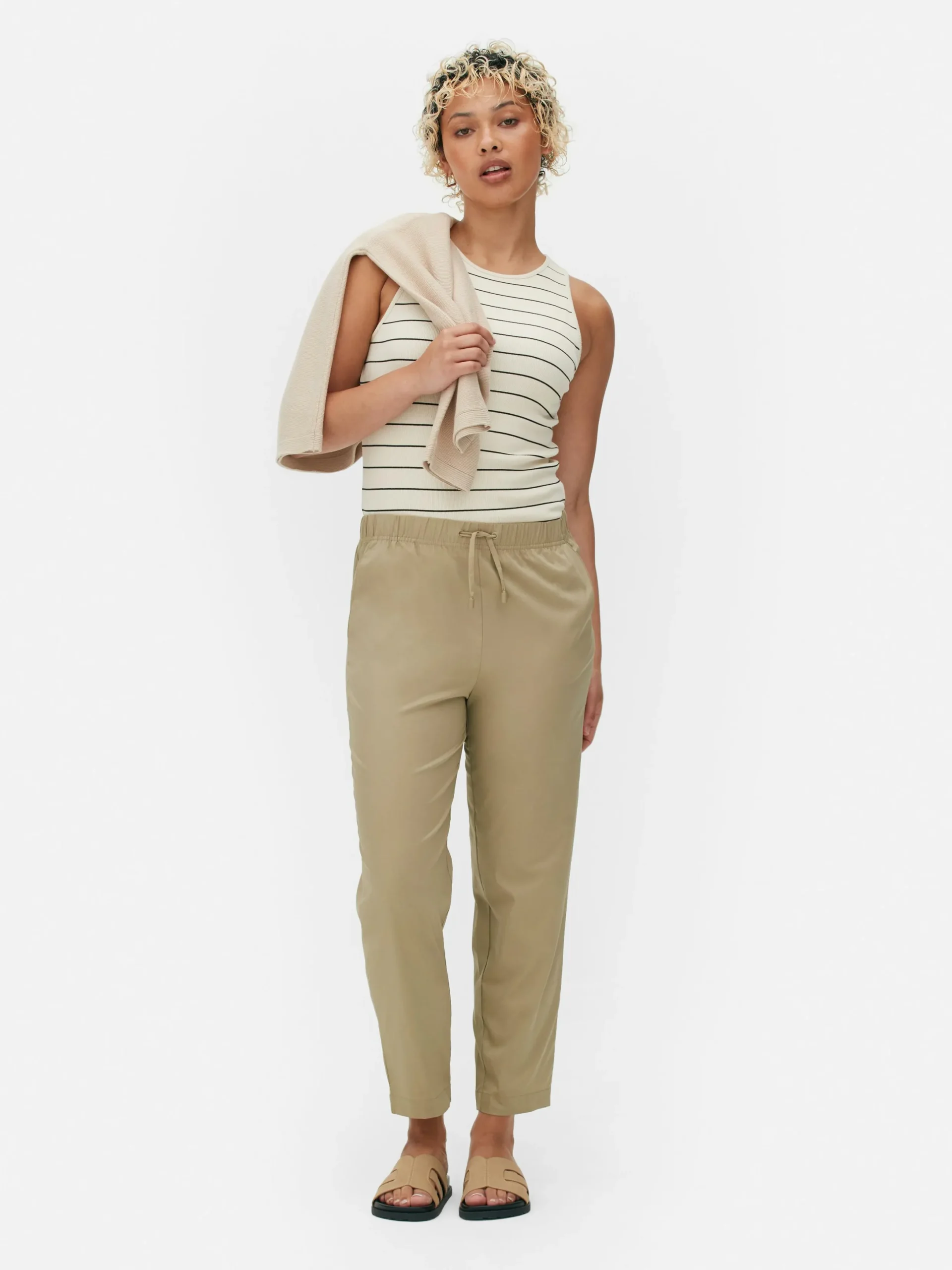 Mujer Primark Pantalones De Chándal|Joggers De Popelina Con Pernera Cónica