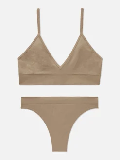 Mujer Primark Sets De Lencería|Juego De Bralette Y Tanga Triangular Sin Costuras