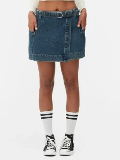 Mujer Primark Faldas|Minifalda Vaquera Cruzada