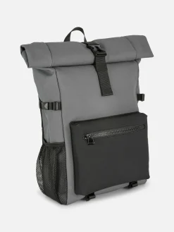 Hombre Primark Bolsos Y Carteras|Mochila Con Solapa Enrollable Y Acabado De Goma