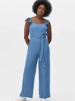 Mujer Primark Monos Cortos Y Largos|Mono Vaquero Con Tirantes Con Volantes