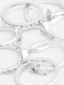 Mujer Primark Bisutería|Pack De 8 Anillos Con Iniciales De Strass