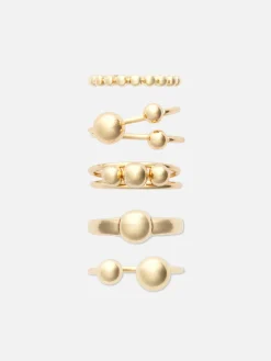 Mujer Primark Bisutería|Pack De 5 Anillos Esféricos Apilables