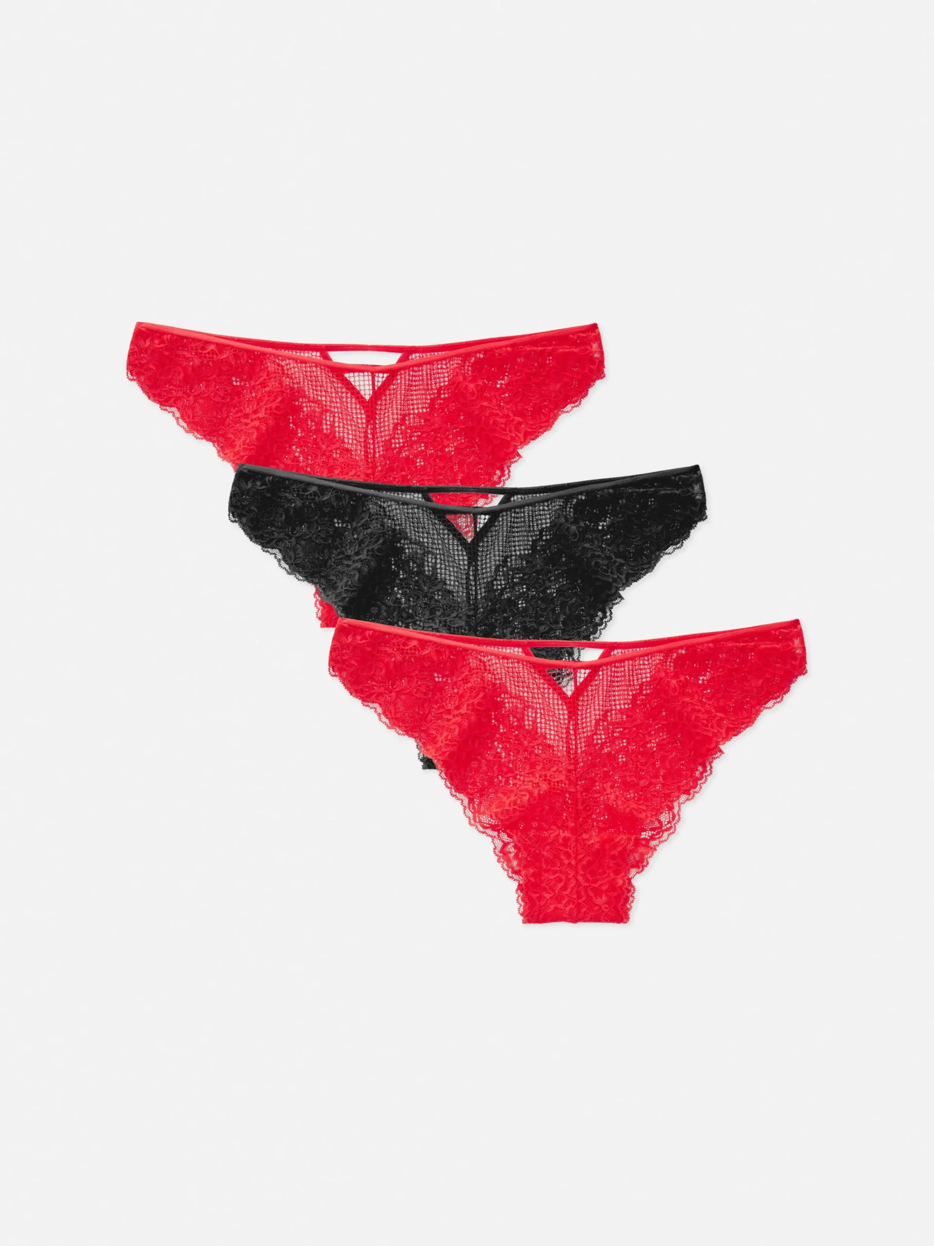 Mujer Primark Bragas|Pack De 3 Braguitas Brasileñas De Encaje Y Red