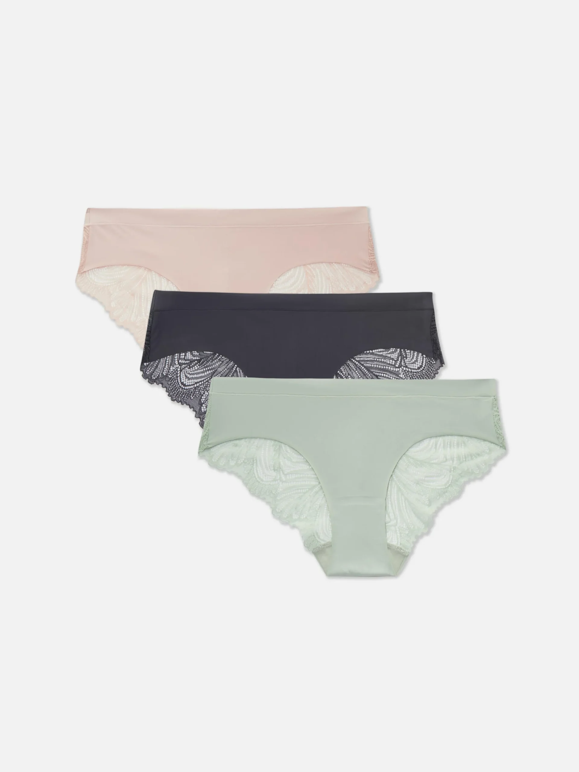 Mujer Primark Bragas|Pack De 3 Braguitas Brasileñas Con Encaje En La Parte Trasera