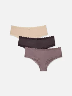 Mujer Primark Bragas|Pack De 3 Braguitas Hípster Con Ribete De Encaje