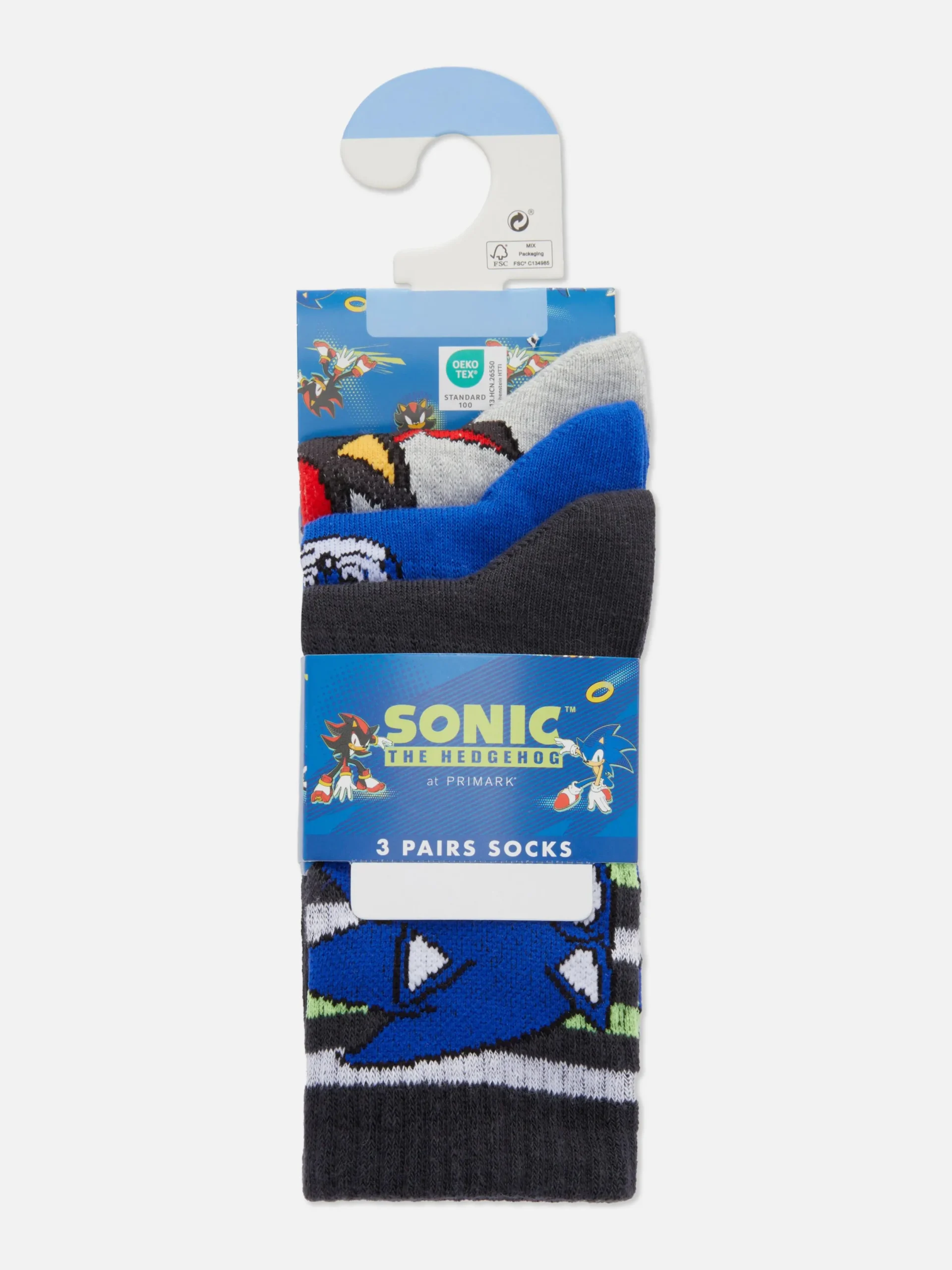Niños Primark Calcetines|Pack De 3 Calcetines De Sonic, El Erizo
