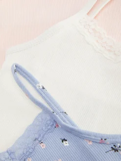 Niños Primark Ropa Interior|Pack De 3 Camisetas De Tirantes Con Canalé Y Encaje