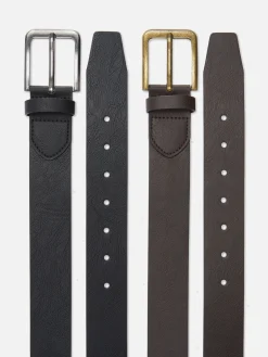 Hombre Primark Cinturones|Pack De 2 Cinturones De Piel Sintética Anchos