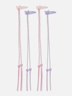 Niños Primark Accesorios Para El Pelo|Pack De 4 Clips Para El Pelo Con Trenza Y Mariposa
