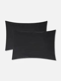 Primark Decoración Y Regalos De Halloween|Sábanas Y Fundas De Almohada|Pack De 2 Fundas De Almohada Negras Essential