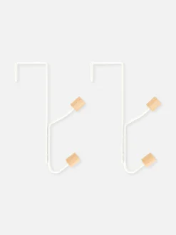 Primark Almacenamiento De Pared Y Perchas|Pack De 2 Ganchos De Madera Para Colgar Abrigos