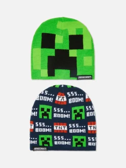 Niños Primark Gorros, Sombreros, Guantes Y Bufandas|Pack De 2 Gorros De Punto De Minecraft