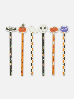 Niños Primark Decoración Y Regalos De Halloween|Accesorios De Halloween|Pack De 6 Lápices Con Goma De Halloween