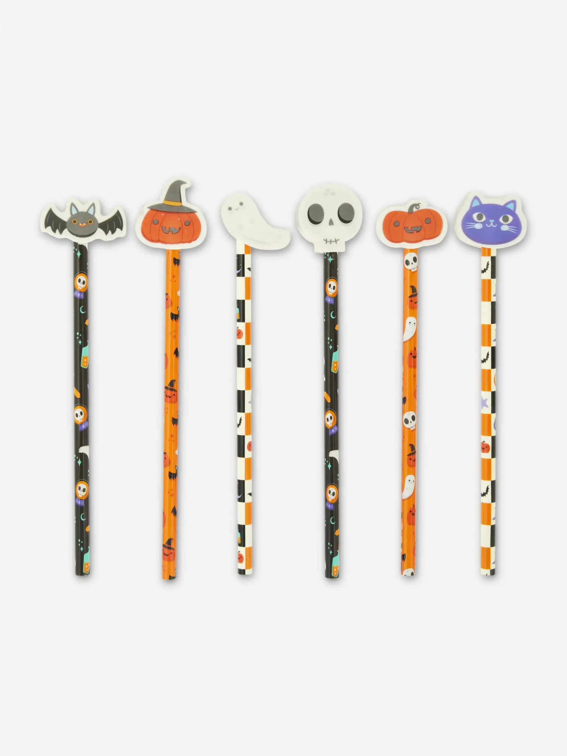 Niños Primark Decoración Y Regalos De Halloween|Accesorios De Halloween|Pack De 6 Lápices Con Goma De Halloween
