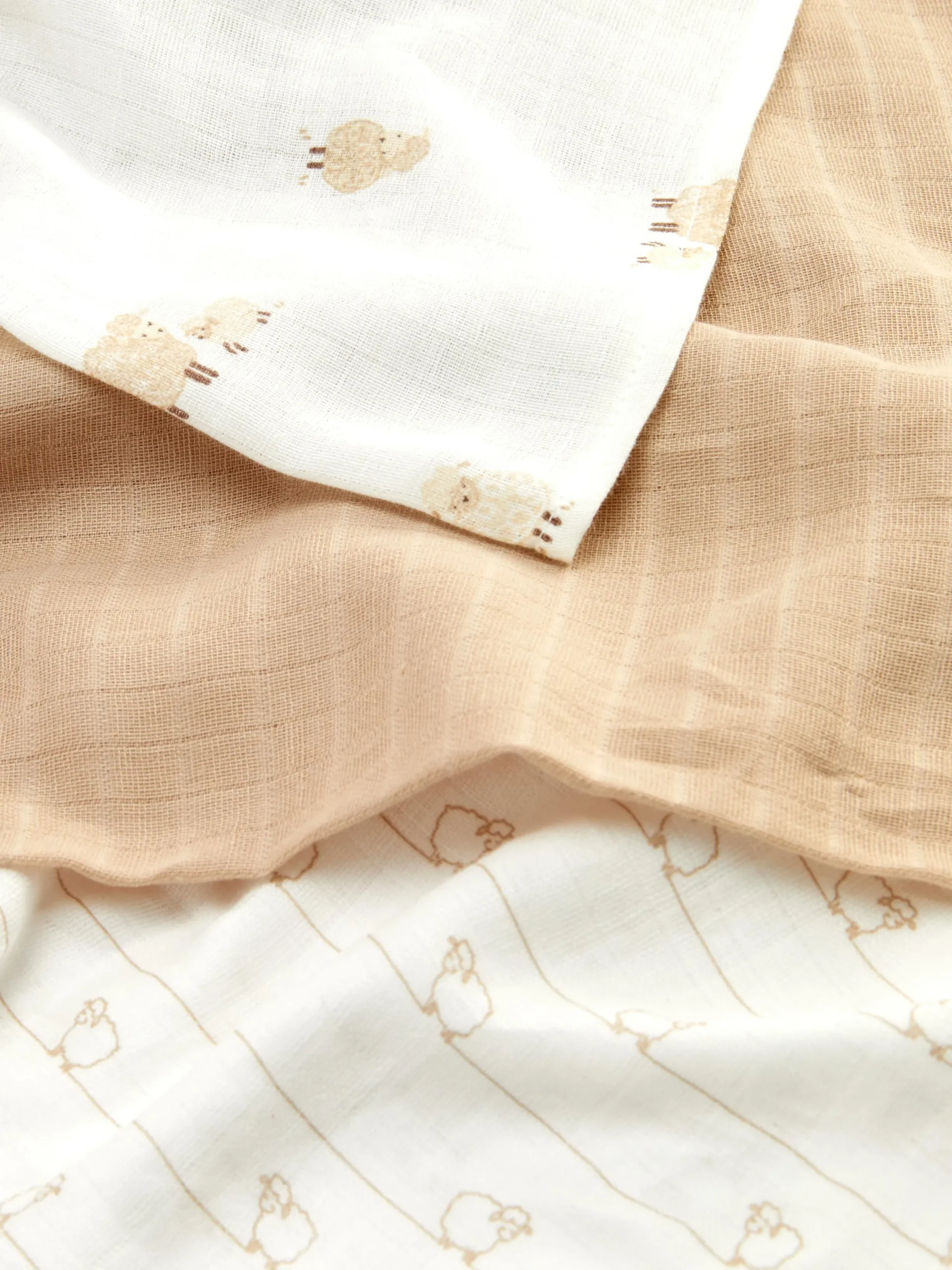 Primark Habitación Bebé|Lactancia|Pack De 3 Paños De Muselina Con Ovejitas