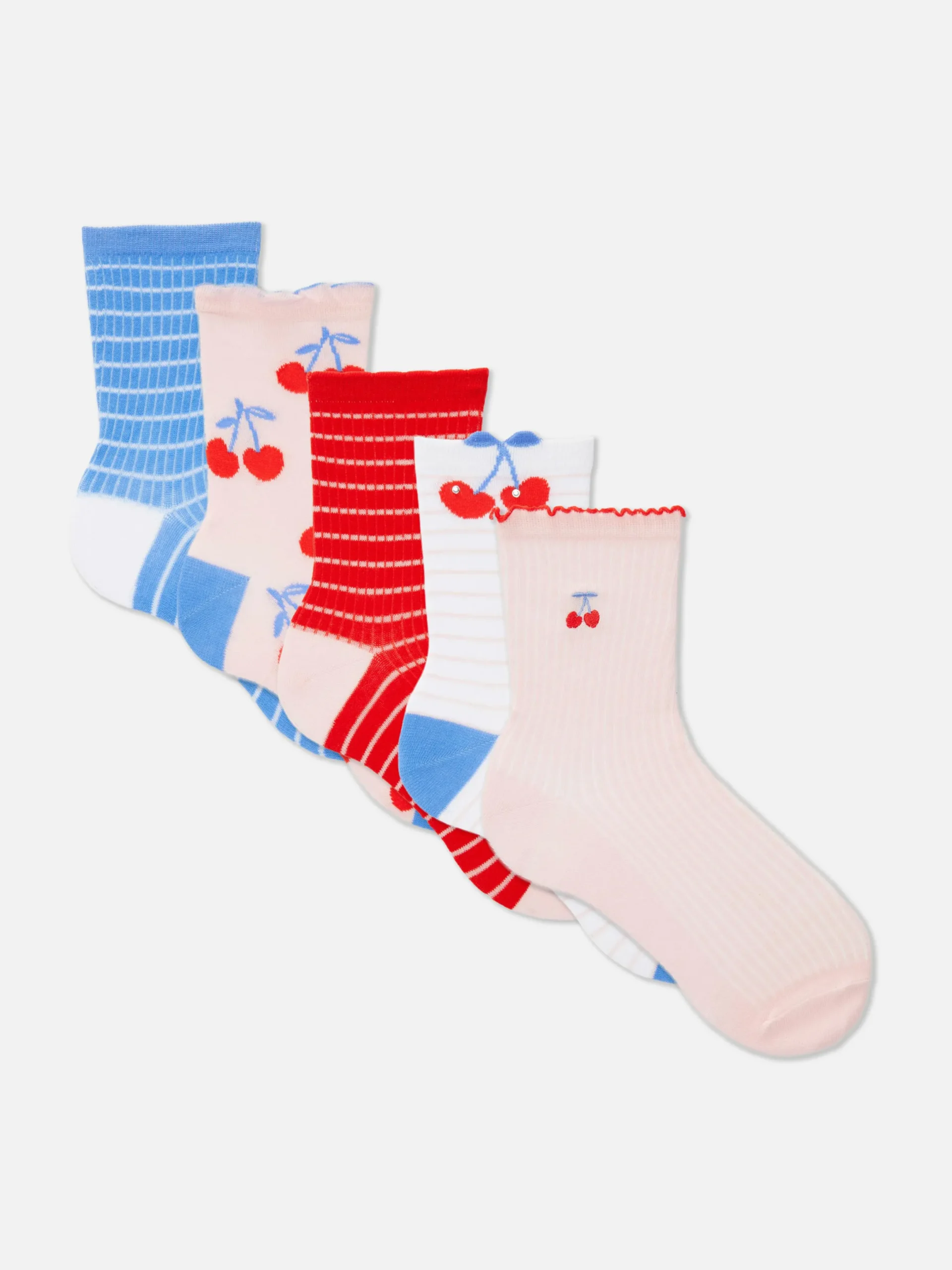 Niños Primark Calcetines Y Medias|Pack De 5 Pares De Calcetines Bajos Con Cerezas