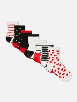 Niños Primark Calcetines Y Medias|Pack De 7 Pares De Calcetines Bajos Con Corazones