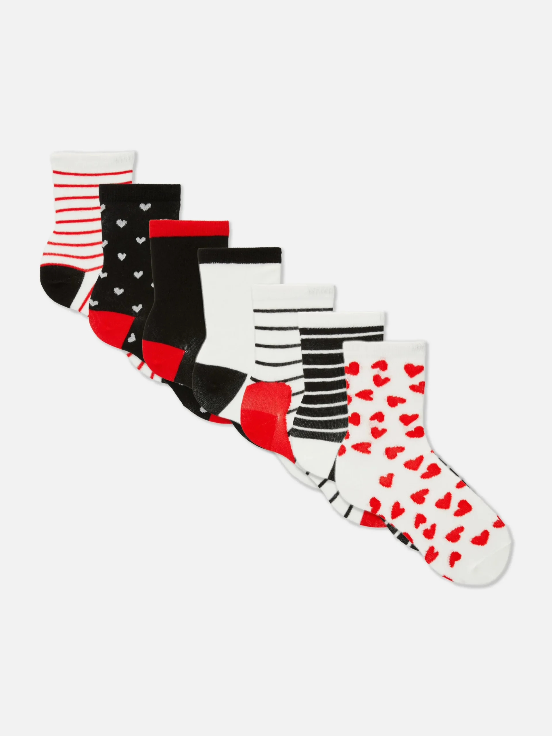 Niños Primark Calcetines Y Medias|Pack De 7 Pares De Calcetines Bajos Con Corazones