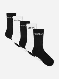 Hombre Primark Calcetines|Ropa Deportiva|Pack De 5 Pares De Calcetines Bajos Con Mensaje