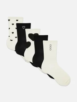 Mujer Primark Calcetines|Pack De 5 Pares De Calcetines Altos Con Corazones