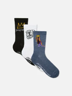 Hombre Primark Calcetines|Pack De 3 Pares De Calcetines Altos De Basquiat