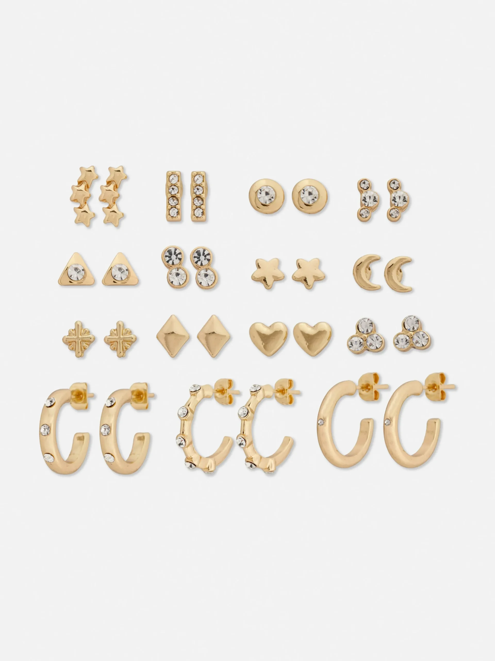 Mujer Primark Bisutería|Pack De 15 Pares De Pendientes De Aro Y Botón