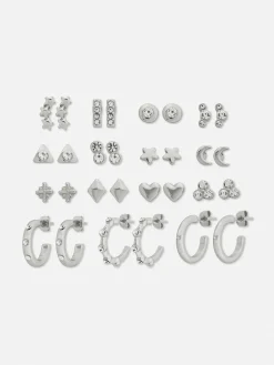 Mujer Primark Bisutería|Pack De 15 Pares De Pendientes De Aro Y Botón