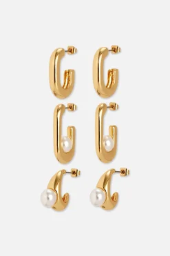 Mujer Primark Bisutería|Pack De 3 Pendientes De Aro Con Perlas Sintéticas