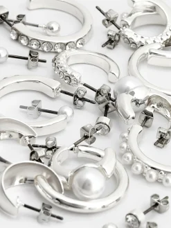 Mujer Primark Bisutería|Pack De 9 Pendientes De Aro Y Botón