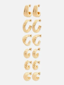 Mujer Primark Bisutería|Pack De 6 Pendientes De Aro Trenzados Mixtos