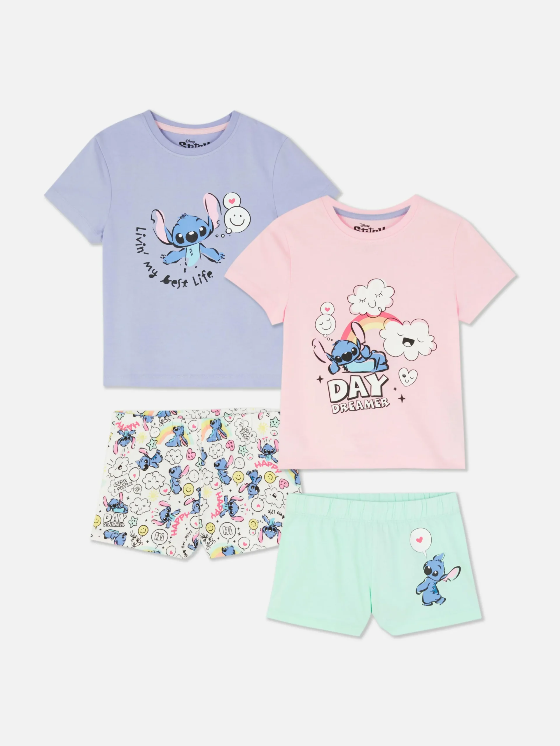 Niños Primark Pijamas Y Ropa Para Dormir|Pack De 2 Pijamas Cortos De Lilo Y Stitch De Disney