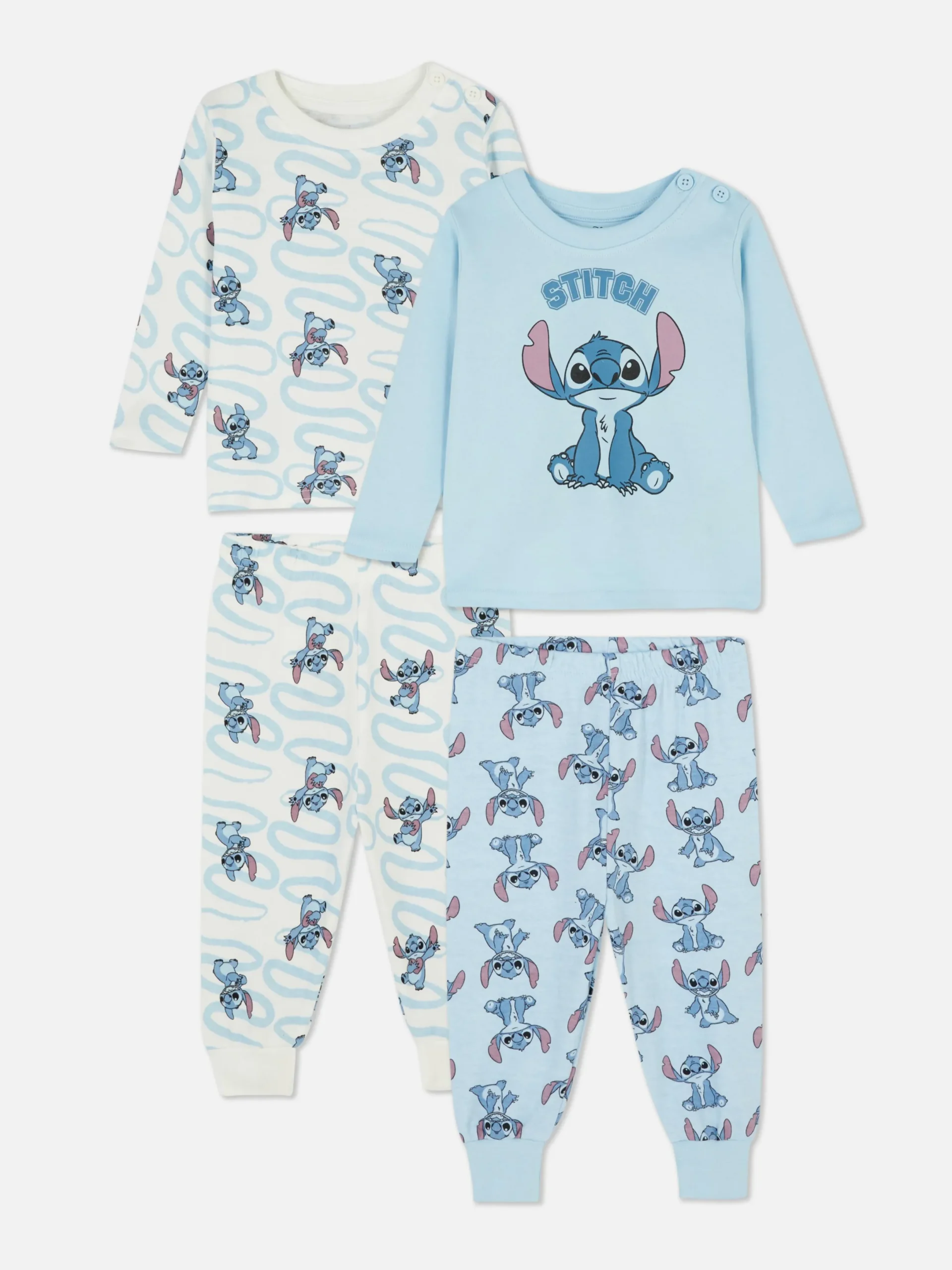 Primark Pijamas Y Ropa Para Dormir|Pijamas Y Ropa Para Dormir|Pack De 2 Pijamas De Manga Larga De Stitch De Disney