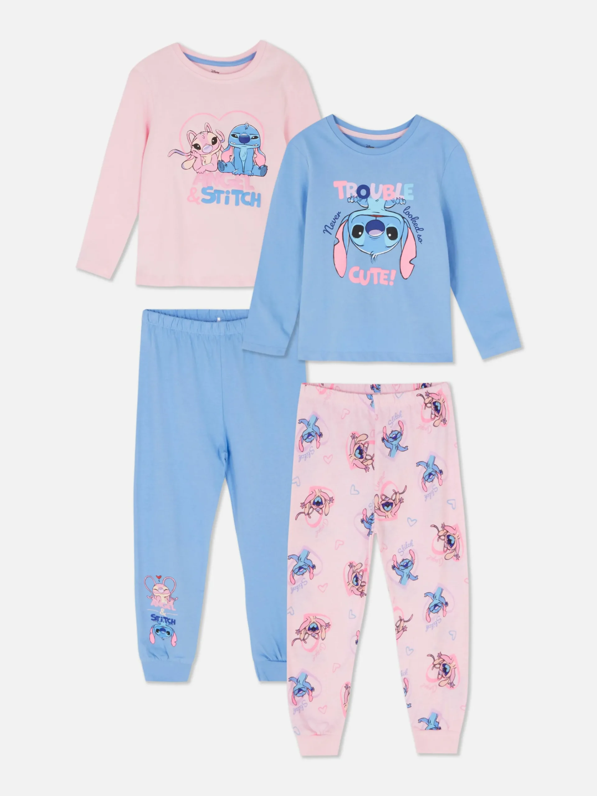 Niños Primark Pijamas Y Ropa Para Dormir|Pack De 2 Pijamas Largos De Stitch Y Ángel De Disney
