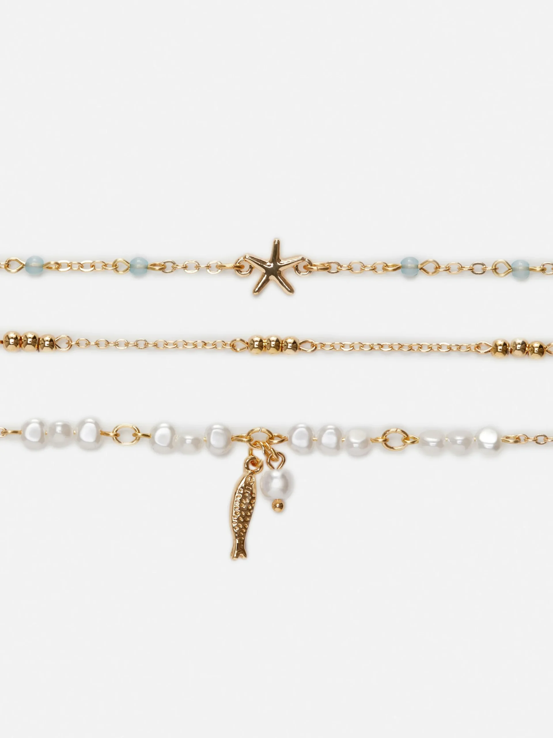 Mujer Primark Bisutería|Pack De 3 Pulseras De Tobillo Con Dijes Marinos